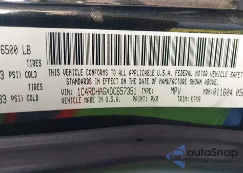 2013 Dodge Durango Sxt z USA, uszkodzony, nr VIN 1C4RDHAGXDC657351